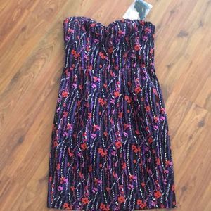 NWT Express strapless floral cotton dress fitted size 10